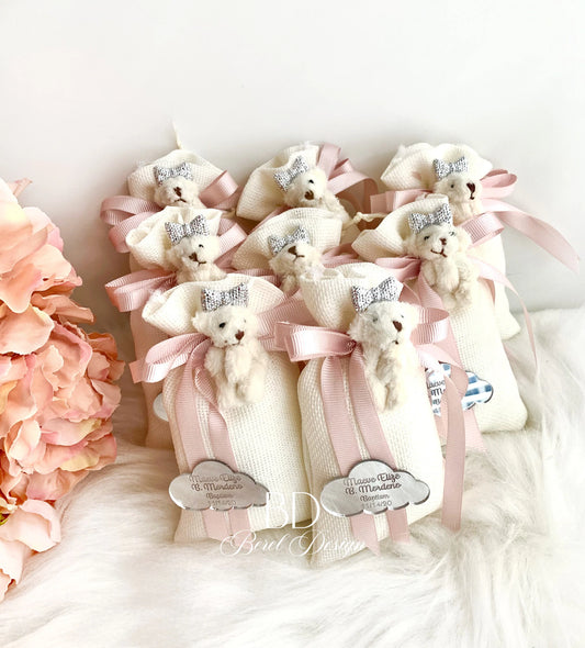 Teddy Bear Favor Bags, Baby Girl