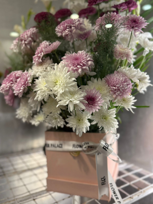 White & Purple Box Bouquet